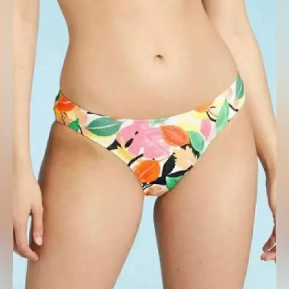 Kona Sol Leaf Print Swimsuit Hipster BikiniBottoms Multicolor Size XL NWT